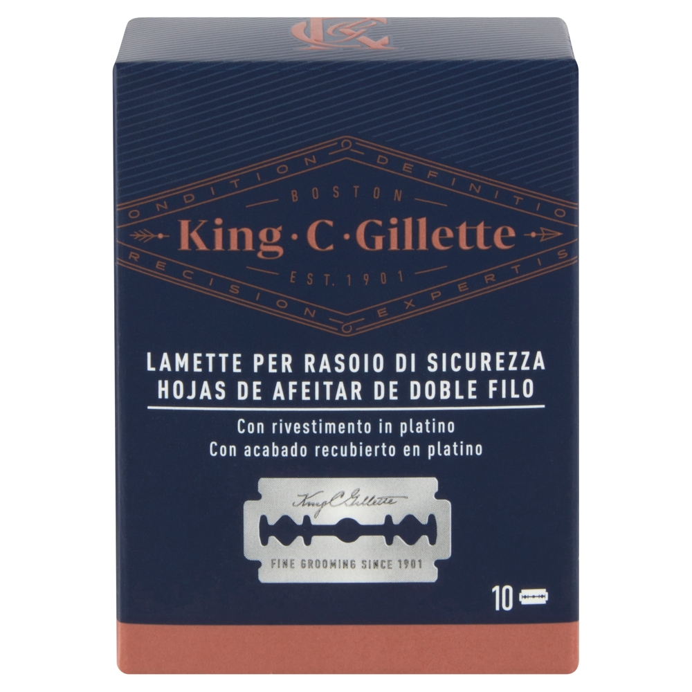 King C. Gillette Lame di Ricambio per Rasoio di Sicurezza da Uomo 10 Ricariche